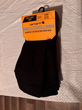 Carhartt Black Midweight Cotton Blend Crew Socks - 3 Pack 091